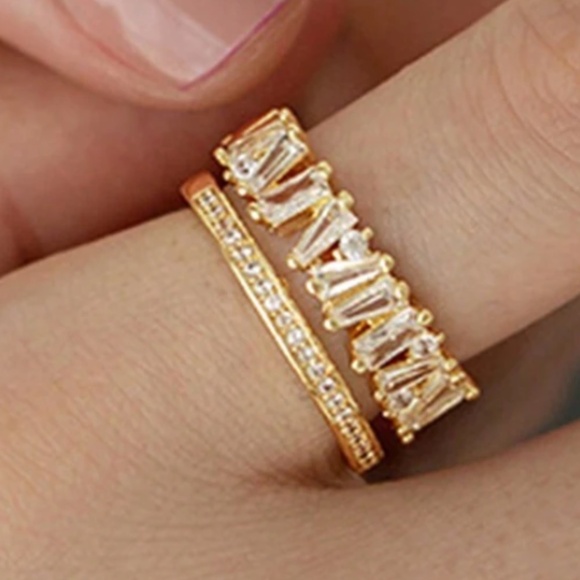 Stainless Steel Cubic zirconia Double Adjustable Ring - Picture 5 of 8